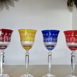 Set of 4 colored crystal wine glasses