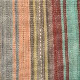 4x7 Pale Orange & Mint Green Striped Wool Kilim Rug, Washable Rug,126x210Cm