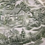 Set of 6 flat plates english style Lunéville verte