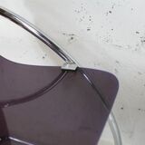 Pair of chairs by Yves Christin, tubular steel, purple plexiglass. Ed. Airborne, France cira 1970