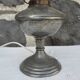 Classic pewter and opaline lamp, Les Étains de la Tour