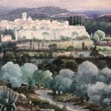 Watercolor saint paul de vence signed jacques anger 1977, provence alpes maritimes 06 impressionism