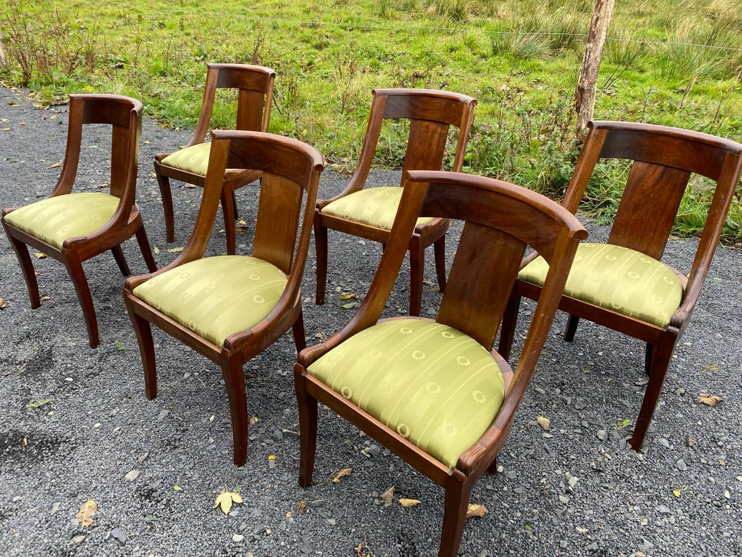 6 chaises gondole en acajou