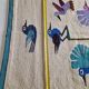 Handcrafted wall tapestry in dyed wool, bird decor, 67 cm by 84 cm