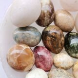 Alabaster cut with 17 marble and alabaster eggs