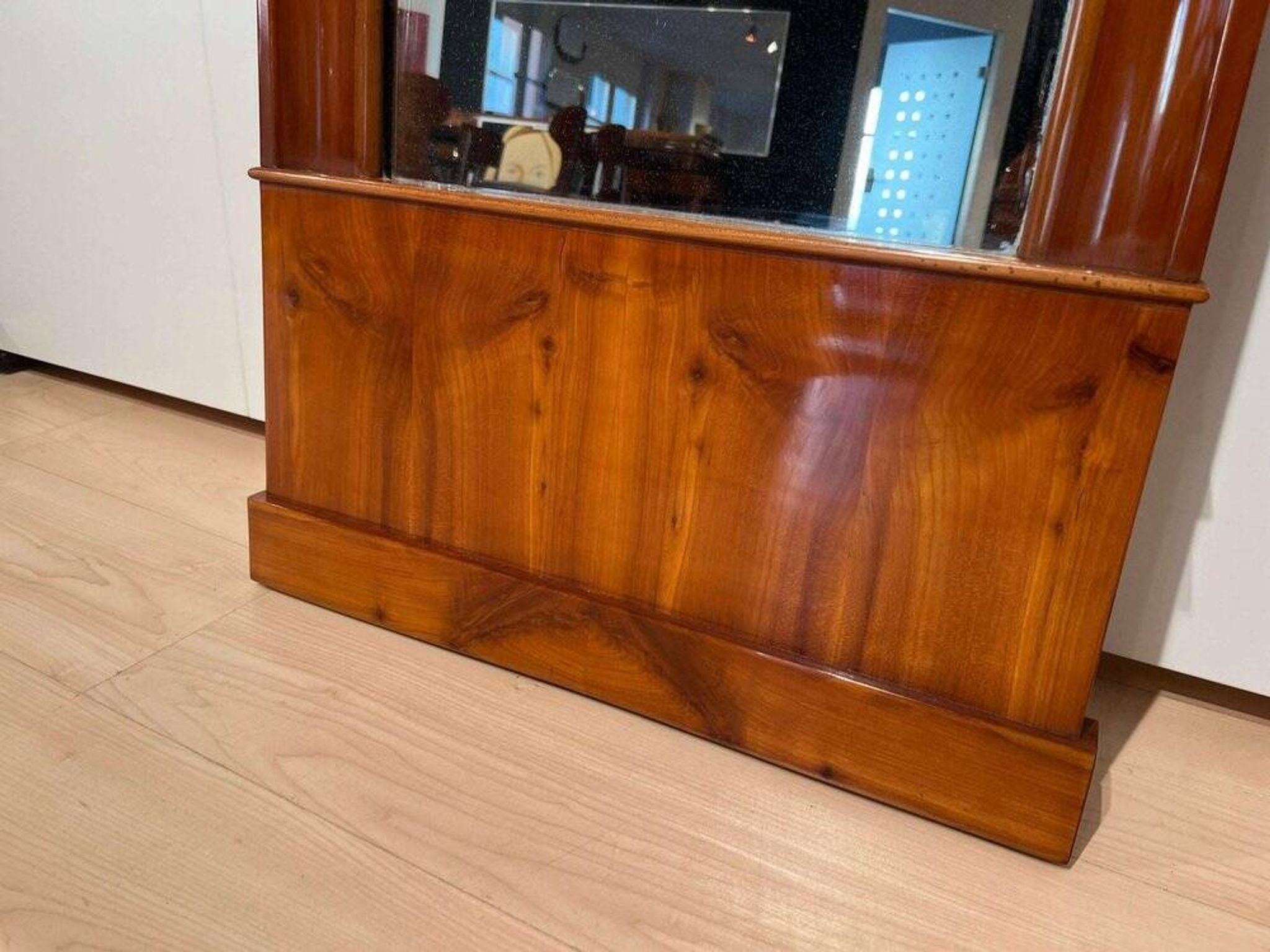 Biedermeier Wall Mirror in Cherrywood Veneer, South Germany, 1830s