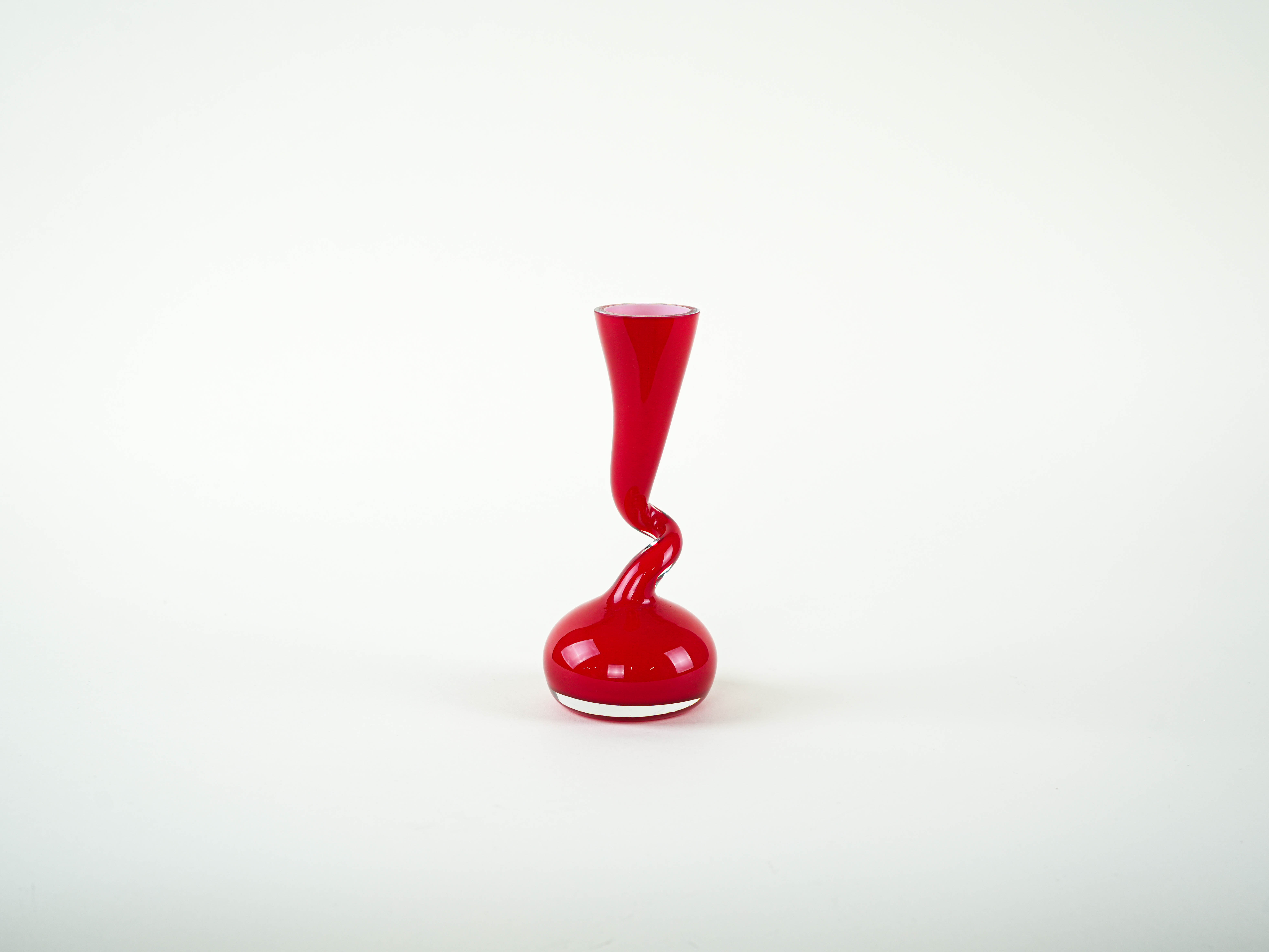 Red vase, Swing Vase, Danish design, manufactured by Normann Copenhagen