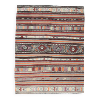 Tapis Kilim moderne et antique du milieu du siècle, 5 x 7, 161 x 206 cm