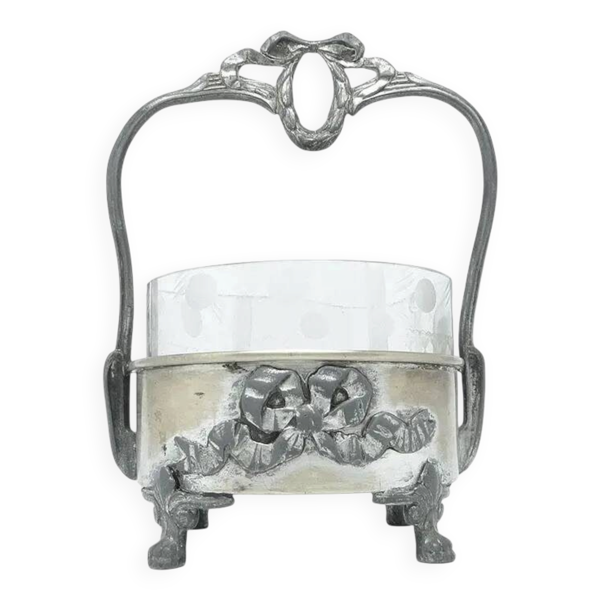 Sucrier Art Nouveau, en laiton argenté, Pologne, années 1920