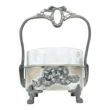 Art Nouveau sugar bowl, silver-plated brass, Poland, 1920s