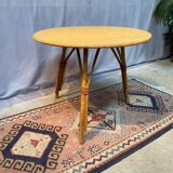 Round rattan and bamboo coffee table