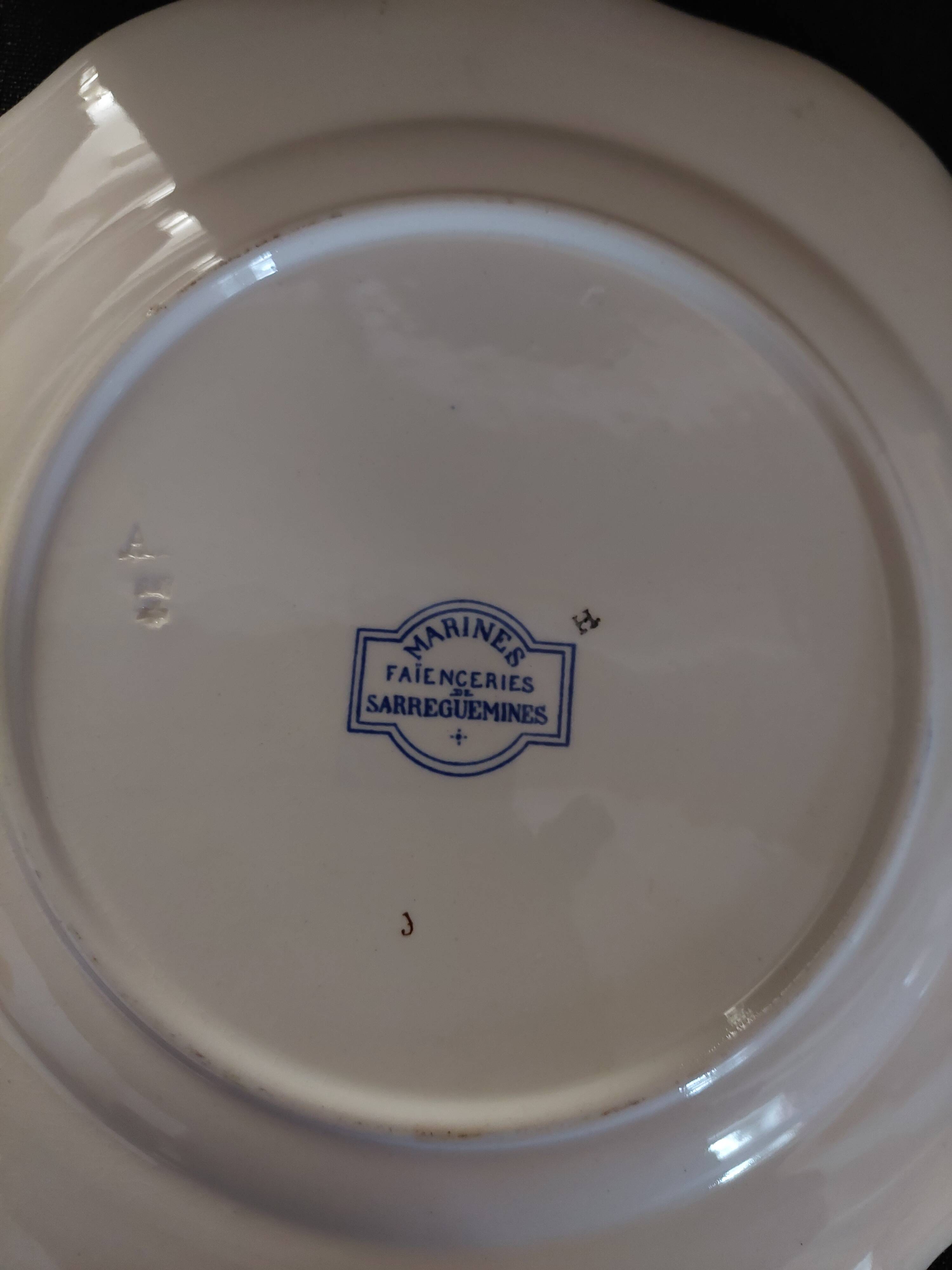 Sarreguemines earthenware plate with Marine decor late 19th century early 20th century