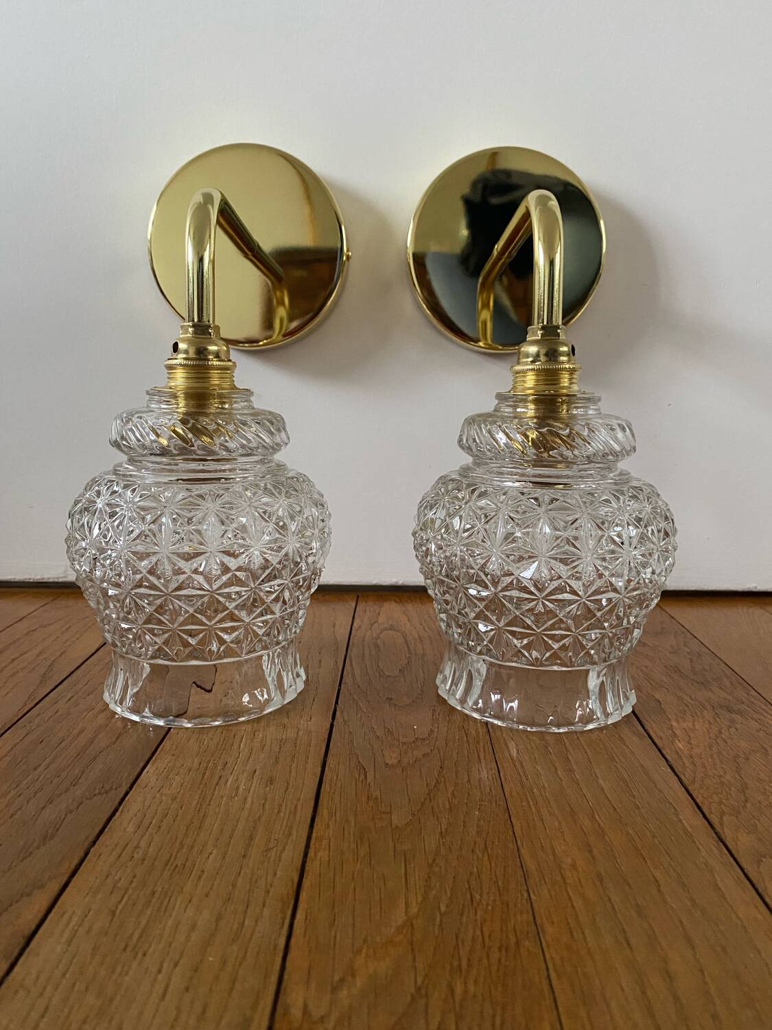 Pair of vintage globe wall sconces