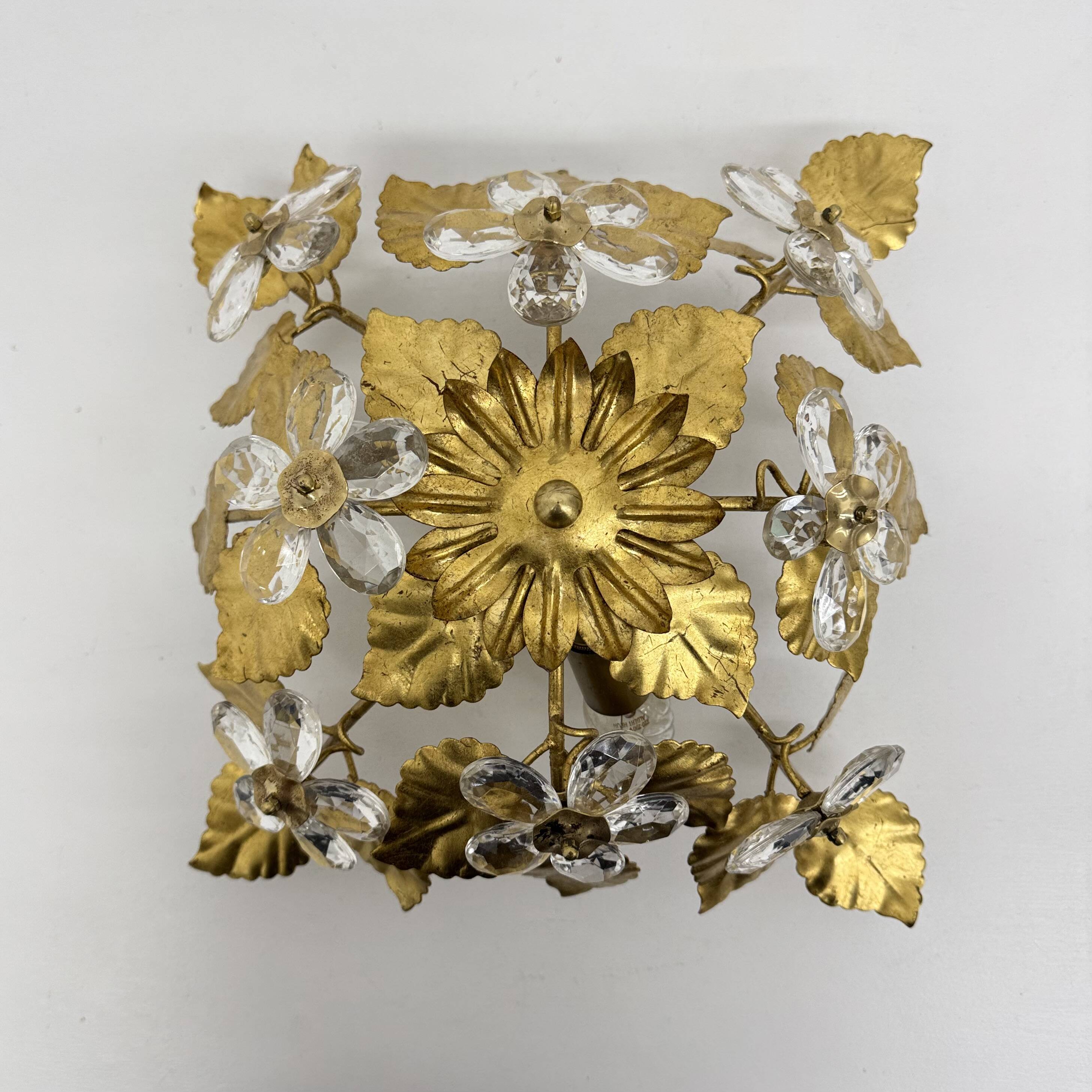 Mid-century design banci style ceiling lamp crystal flower , 1970sMid-centu