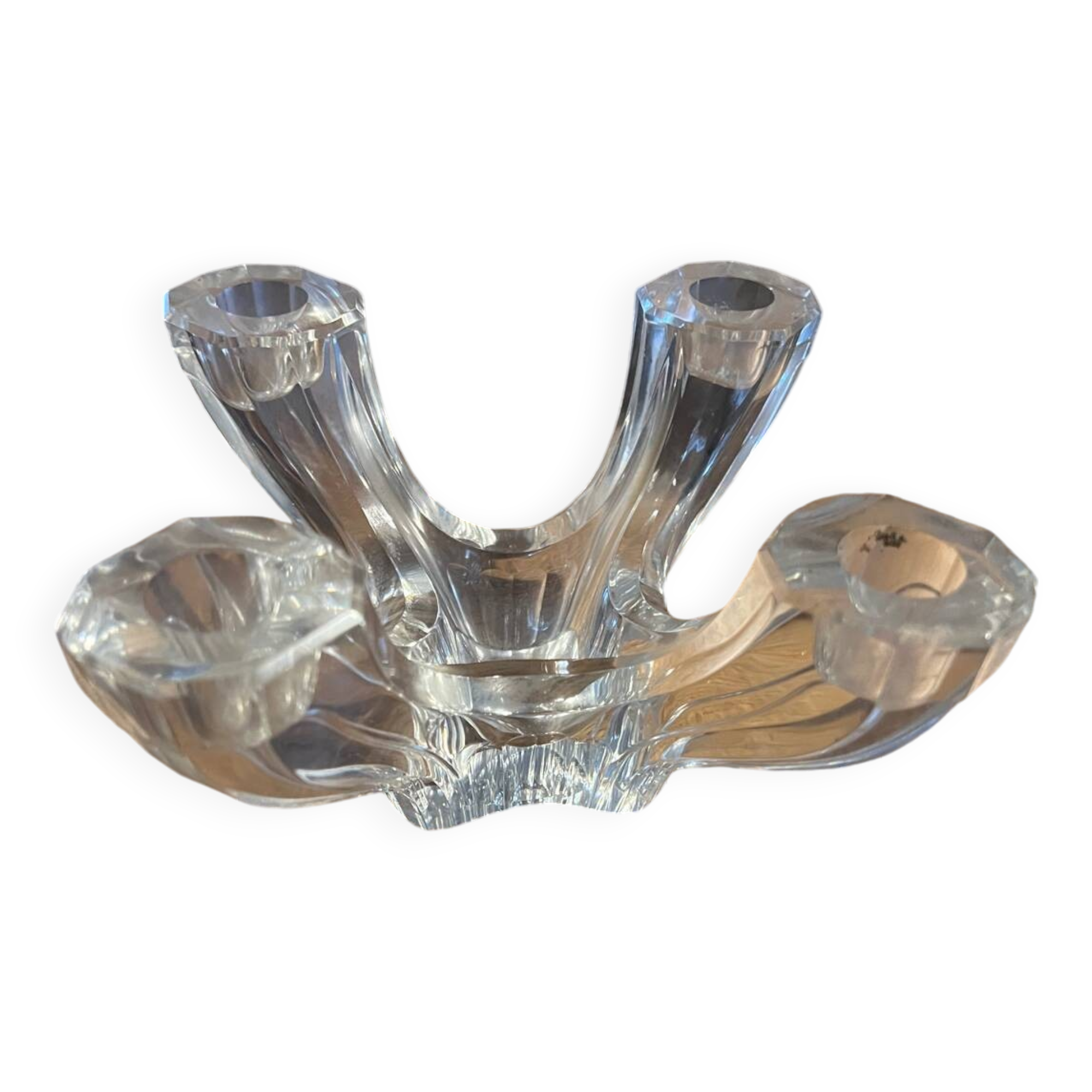 Signed crystal candle holder