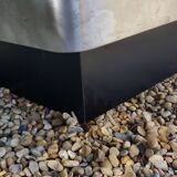 Table basse carre verre noir cadre aluminium brossé
