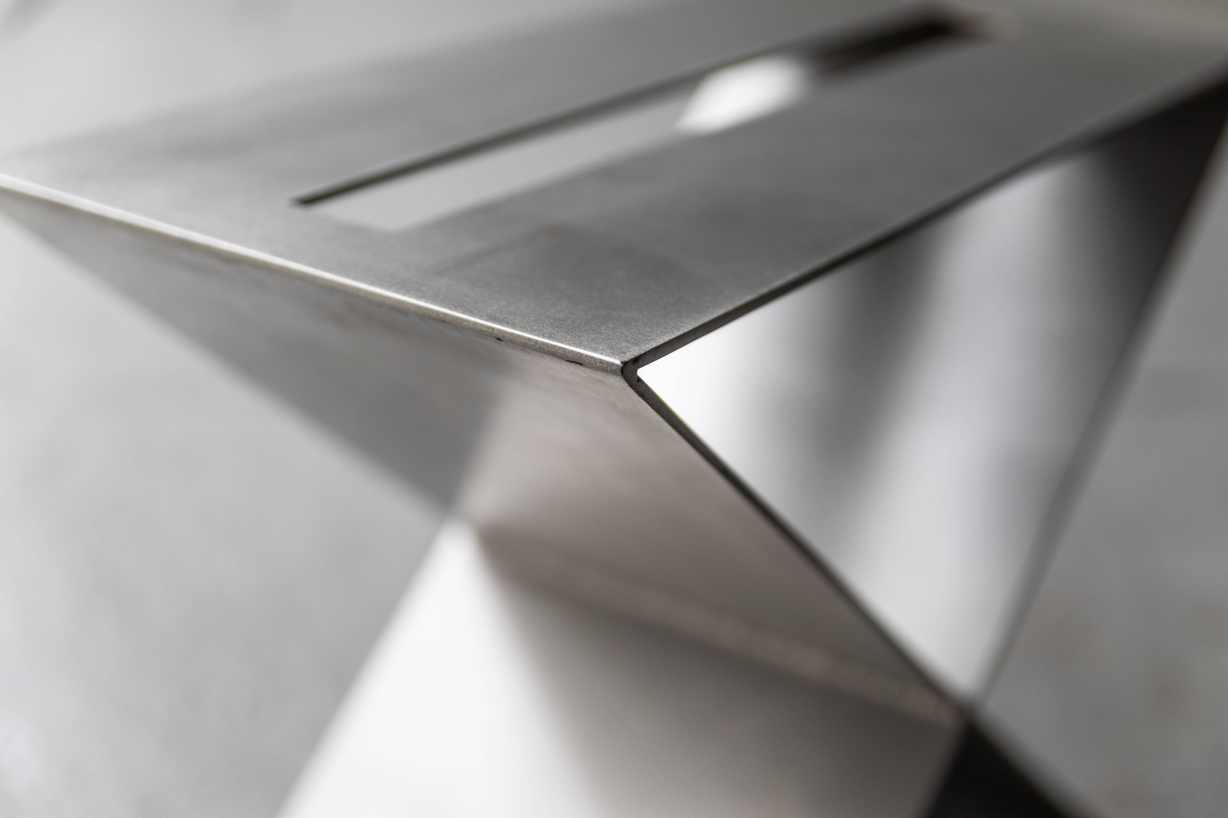 Contemporary stainless steel side table by Lena Coupez, Belgium, 2024