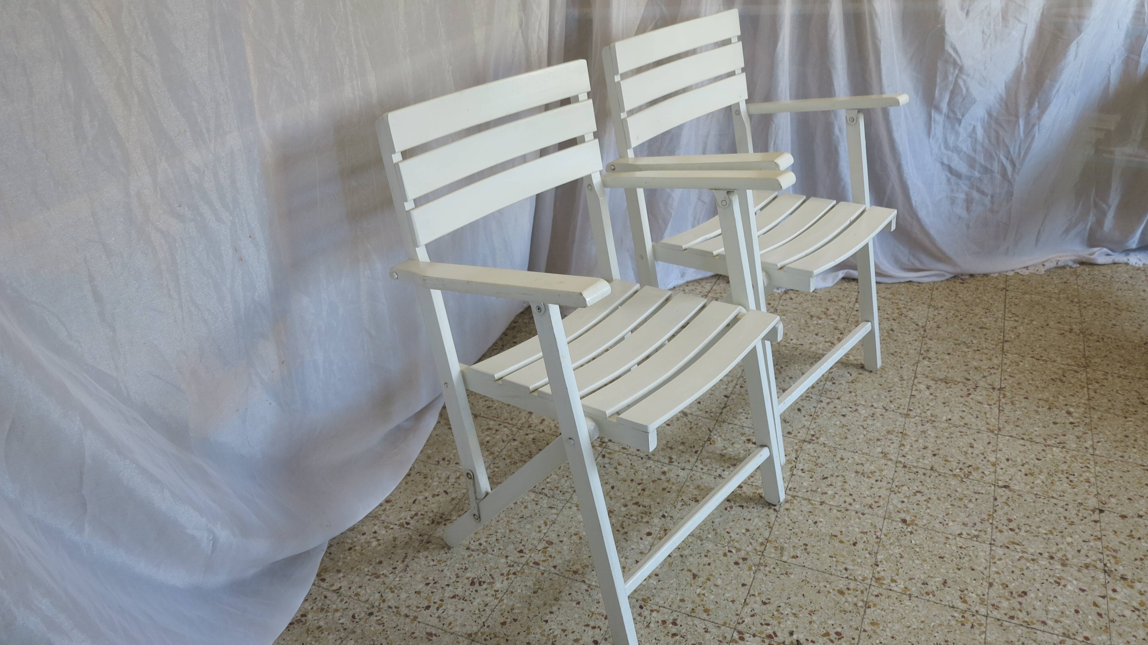 Paire de fauteuils de jardin pliants
