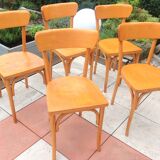 Suite of five bistro chairs feet with hoops / vintage 50s-60s