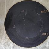 Vintage hand painted wooden round wall mirror