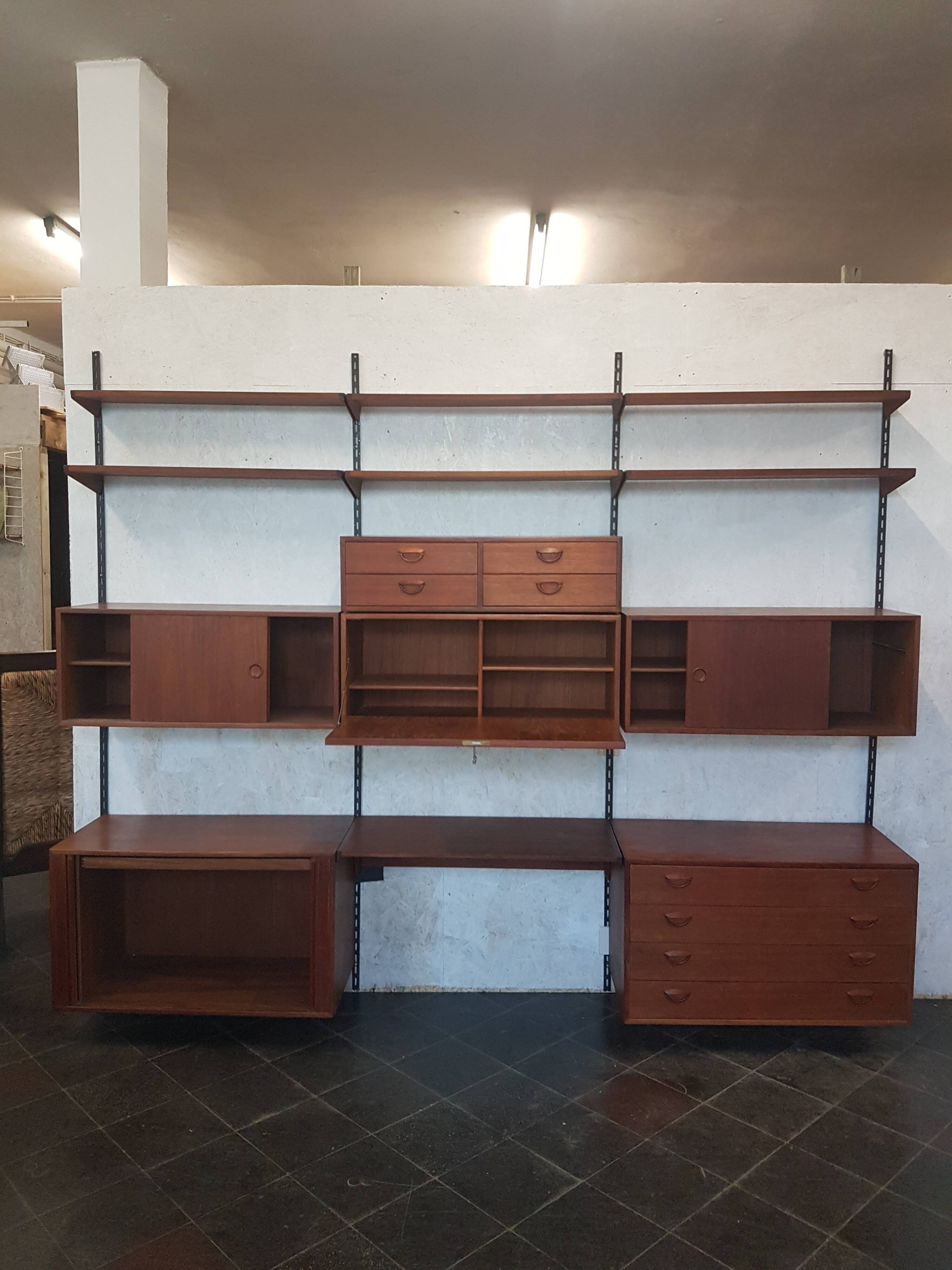 Vintage Kai Kristiansen XL teak shelving, wall unit