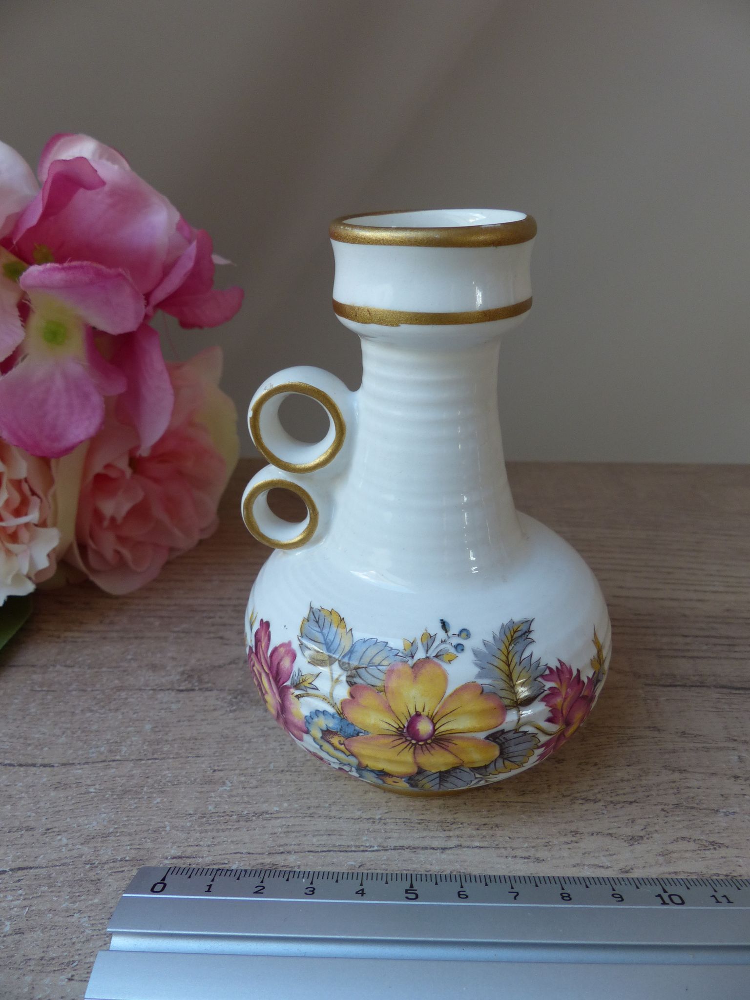 Small ceramic vase ker vitrex vintage floral pattern