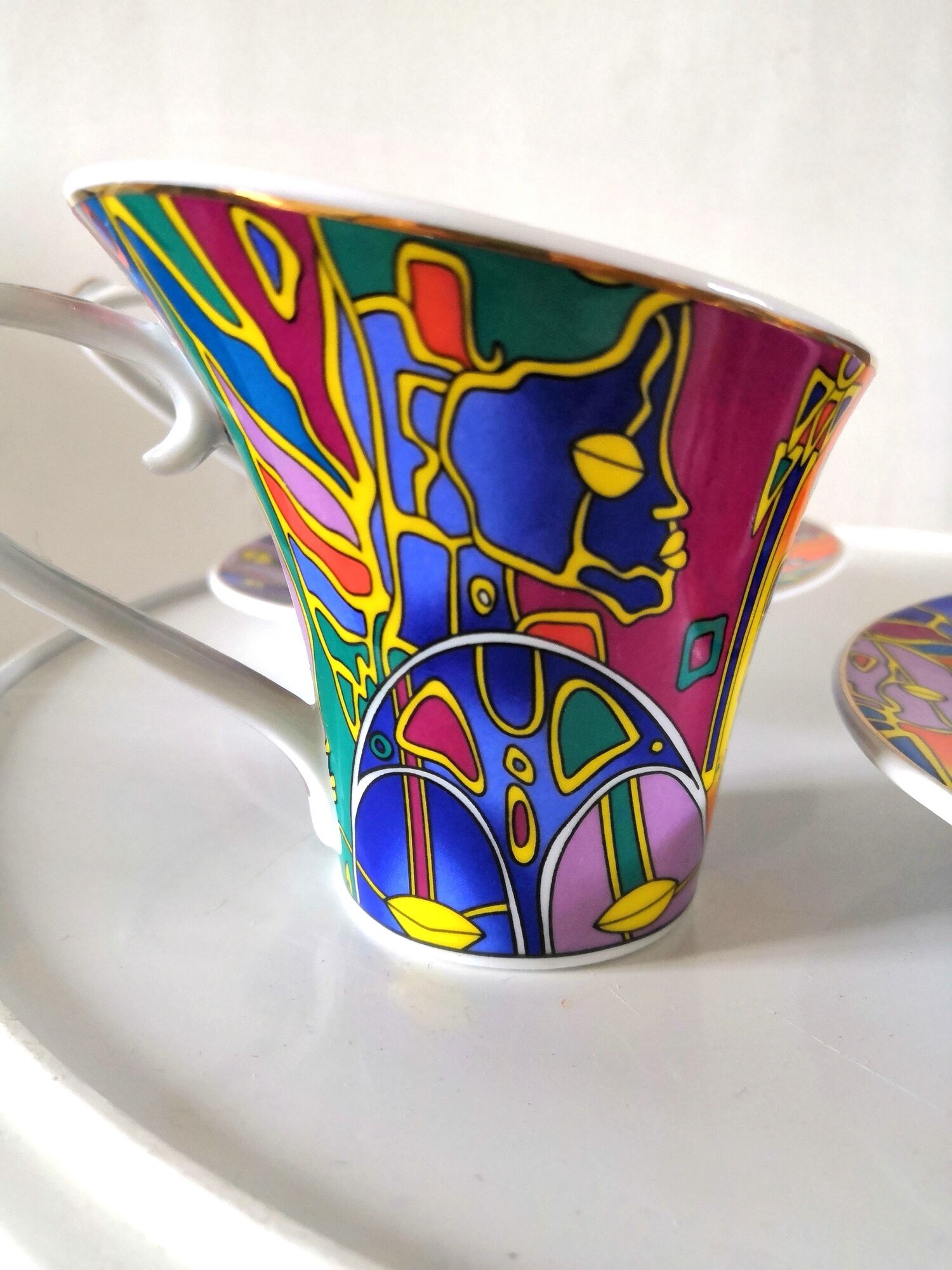 Paire de tasses et soucoupes design so french, décor du galion