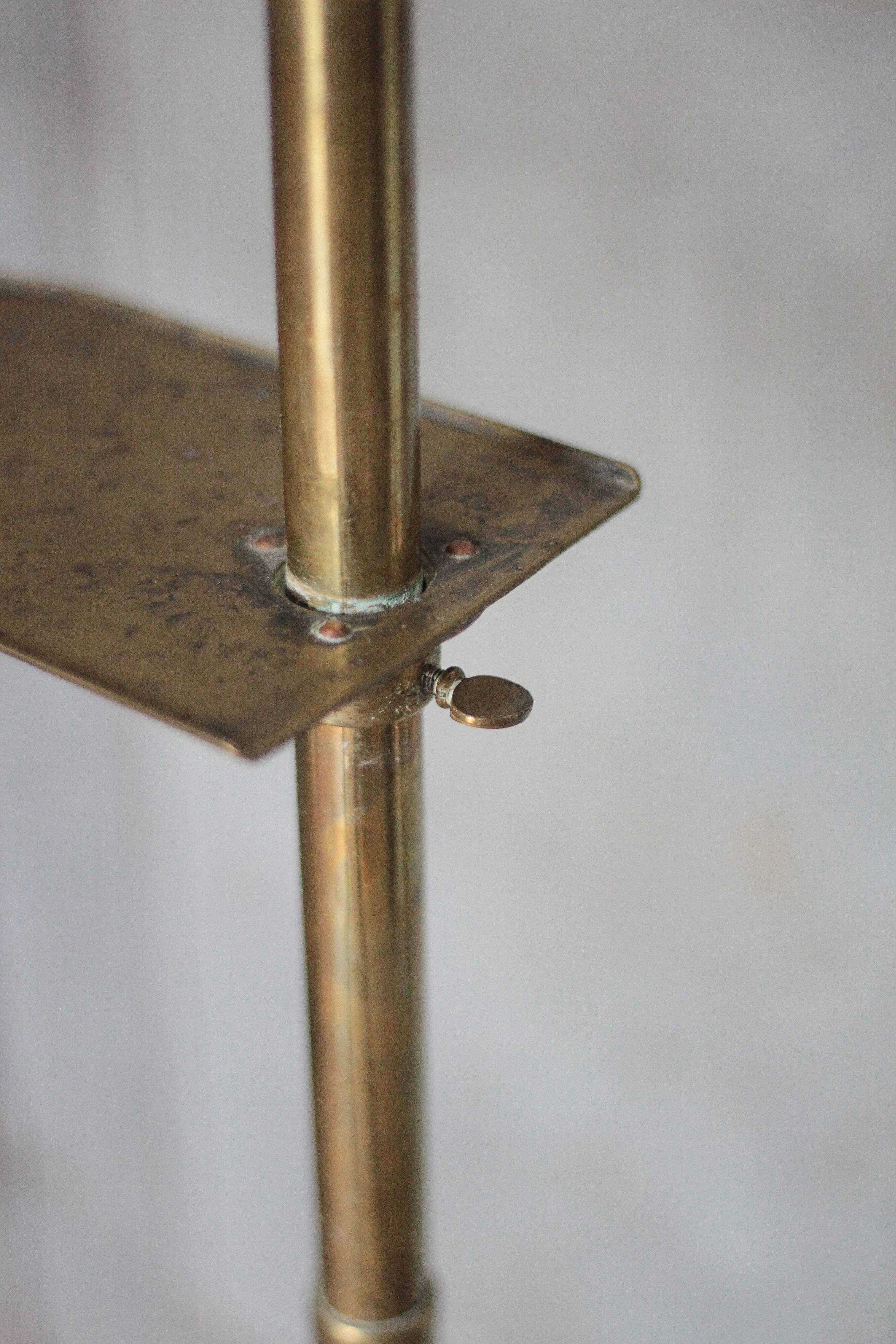 1930s brass floor lamp, reading lamp.