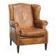 Vintage Sheepskin Leather Wingback Chair