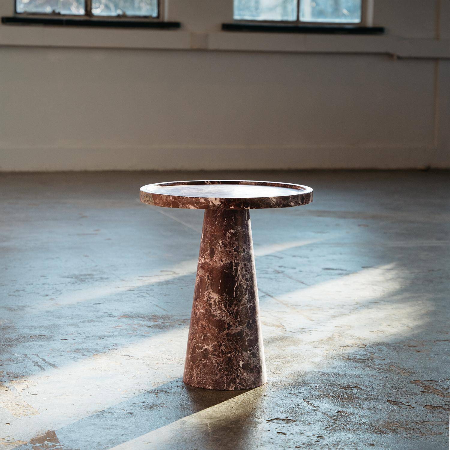 Side table in Rosso Levanto marble