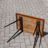 Modernist wood & steel coffee table France 1950s