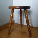 Turned wooden tripod stool