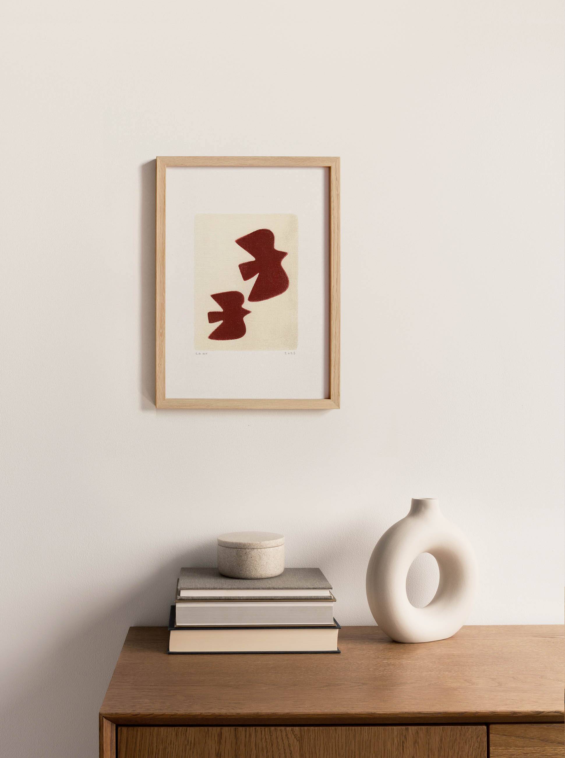 Birds illustration - dark terracotta - signed eawy