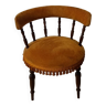 Bedroom chair in ocher velvet and pompoms