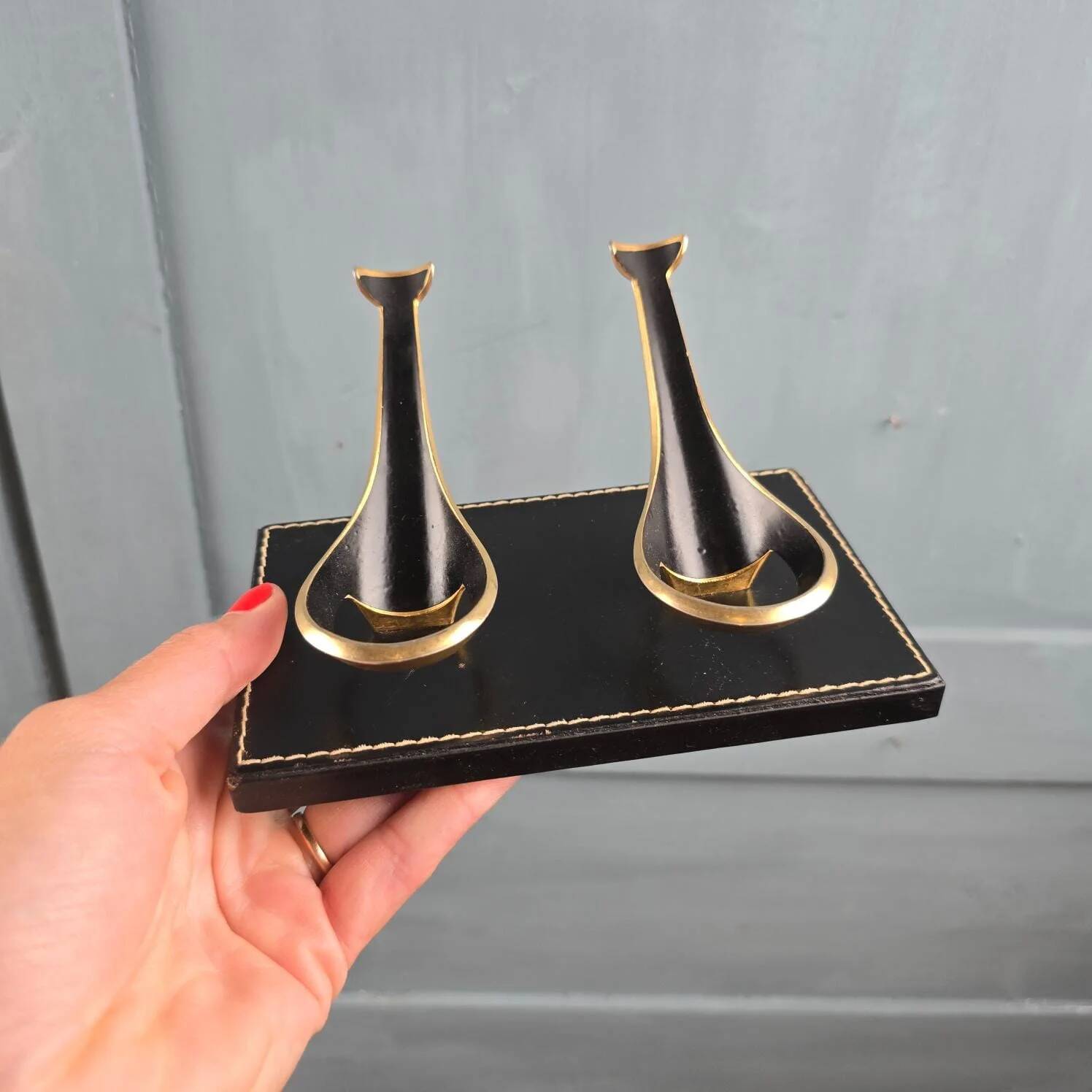 Double vintage black and gold pipe holder – Walter Bosse style from the 1950s