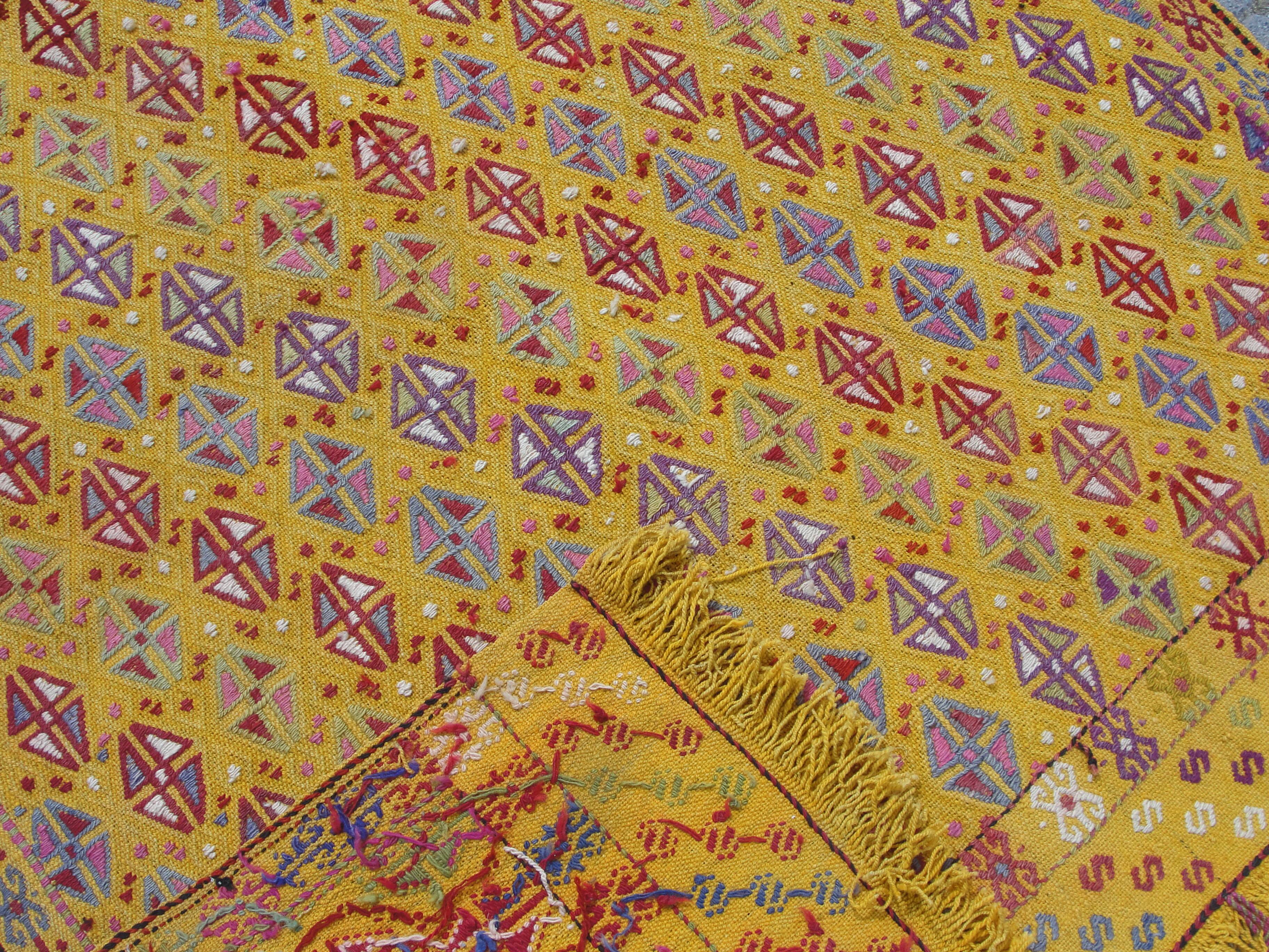 Handmade Yellow area kilim rug