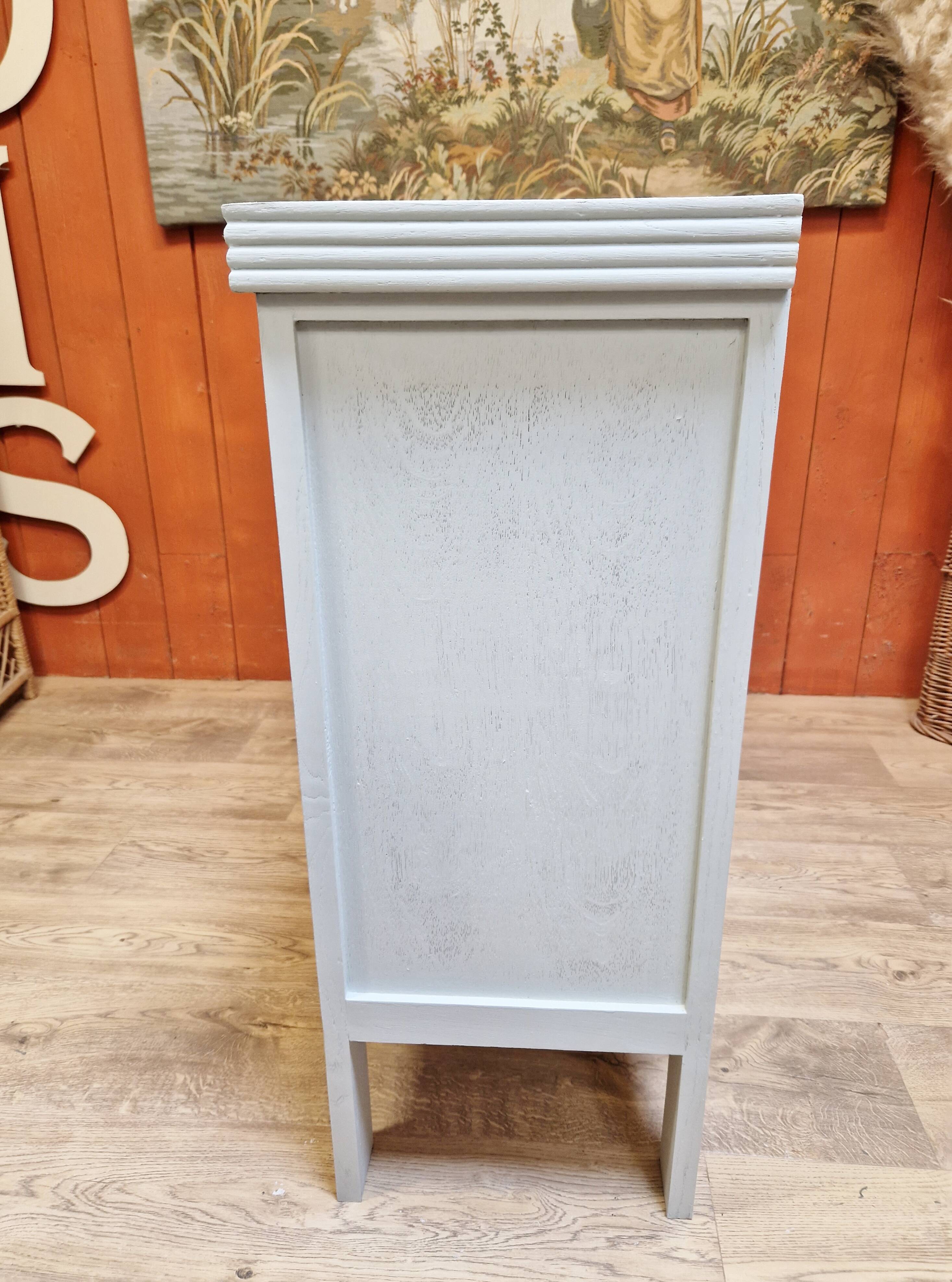 Buffet 3 portes en chêne style art déco relooké avec porte en cannage