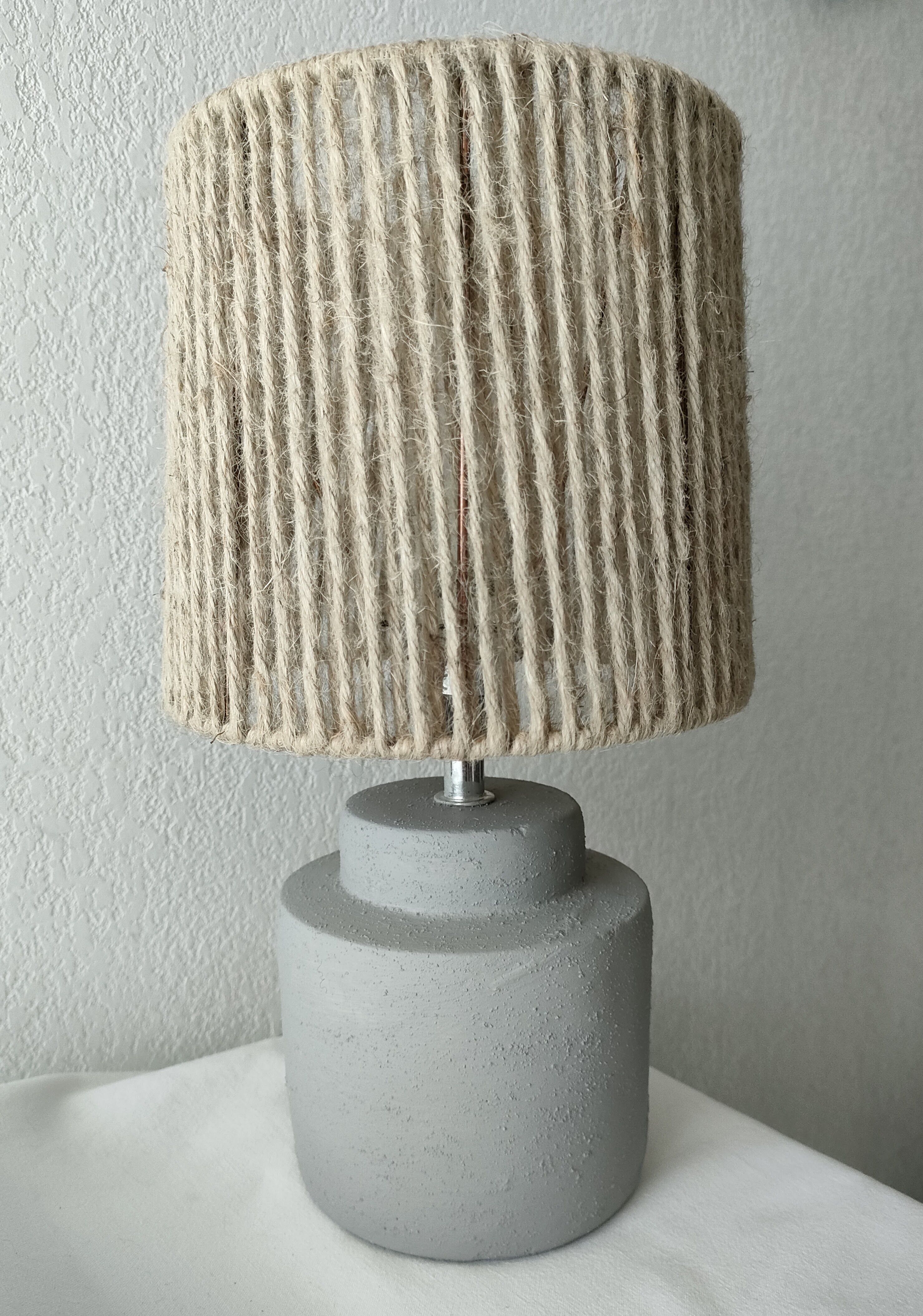 Concrete and hemp table lamp