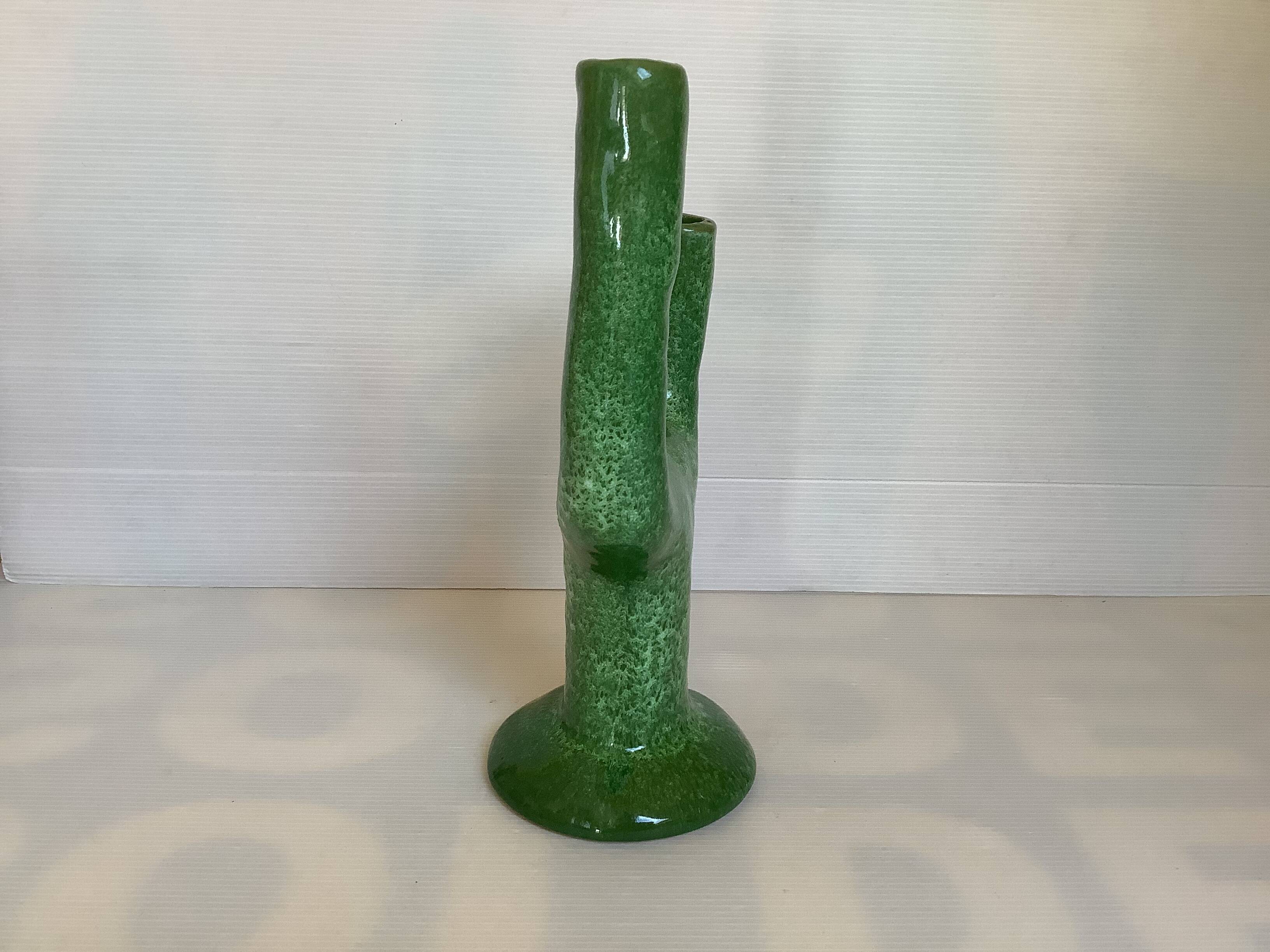 Handcrafted green cactus candle holders