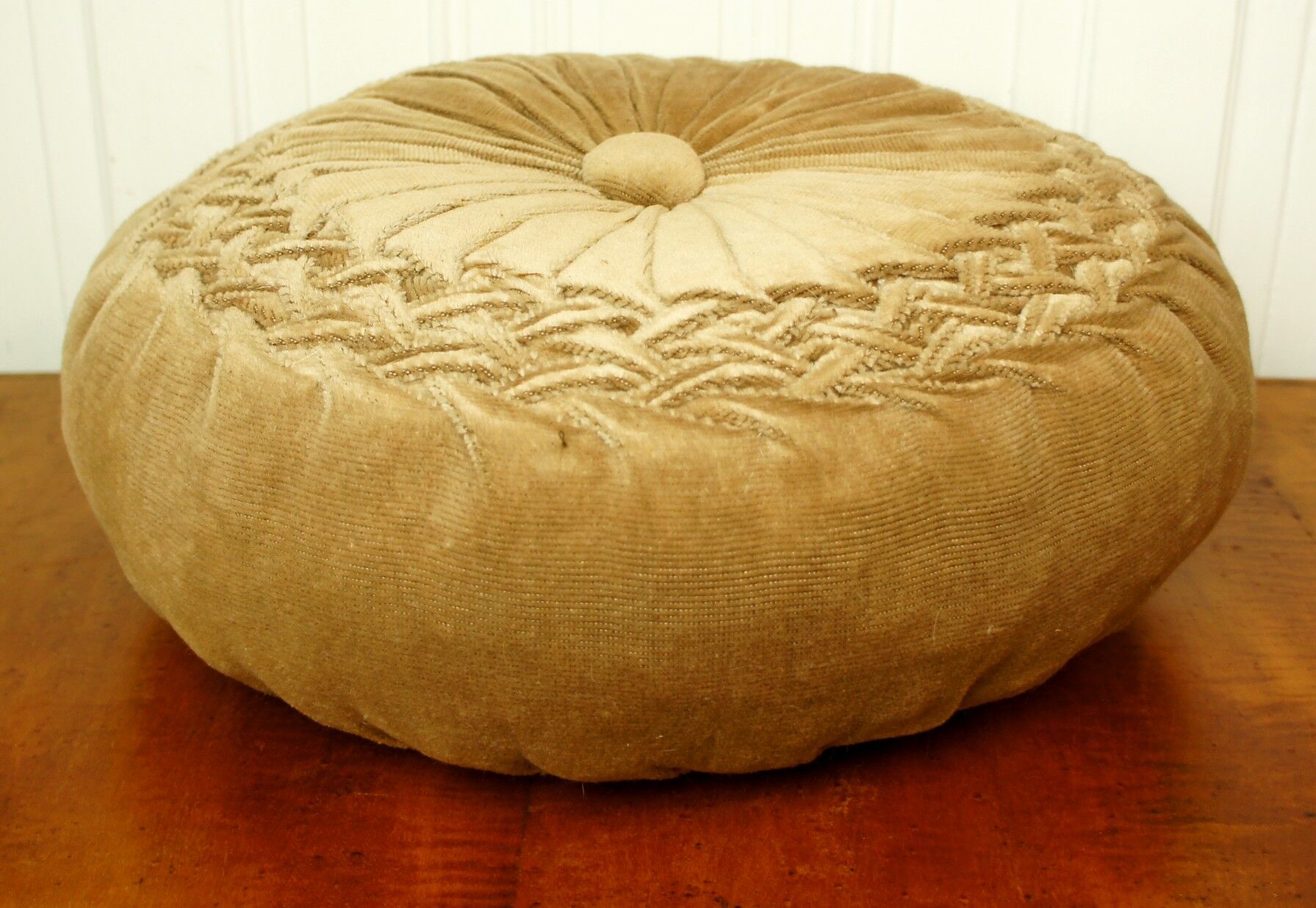 Vintage velvet round cushion 1970