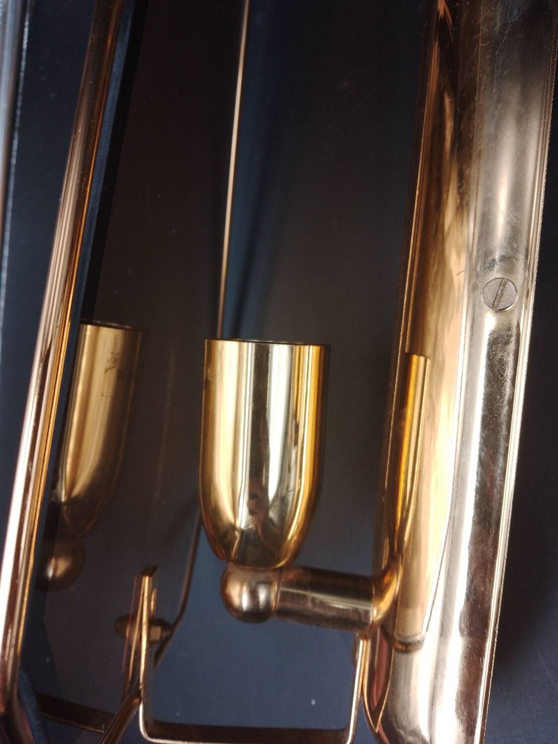 Triple vintage wall lights in brass and beveled glass to be electrified E14