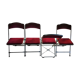 Suite of 4 folding chairs opera red velvet and vintage brass structure