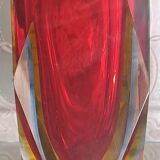 Murano sommerso diamond vase very good condition 21cm old vintage glass
