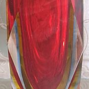 Murano sommerso vase diamond in very good condition 21cm antique vintage glass