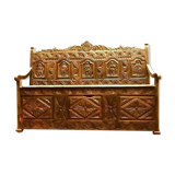 19th century carved ash-style chest bench
