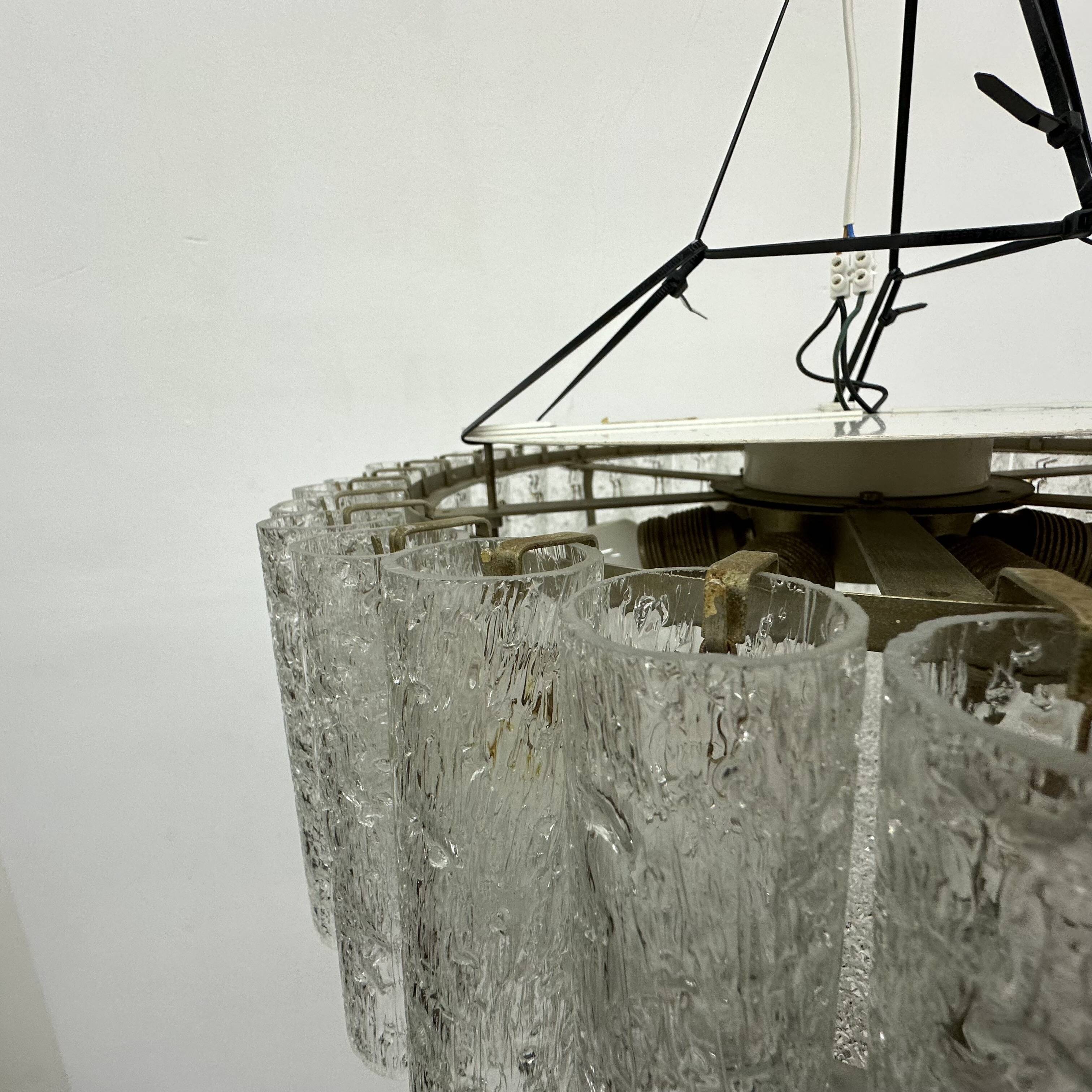 Glass Tubes Chandelier Flush mount from Doria Leuchten, 1960s