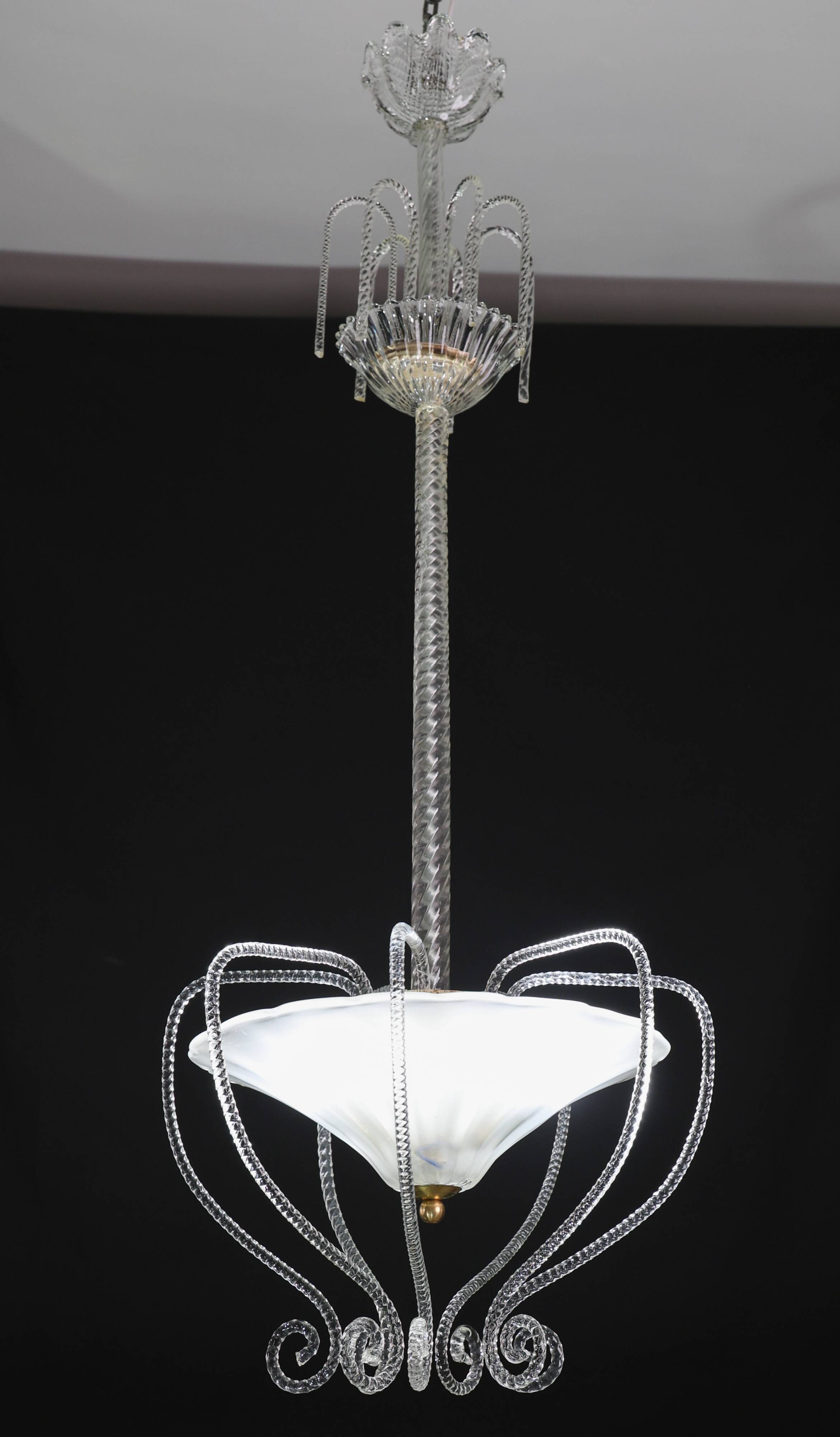 Art Decò Barovier e Toso "Fountain" Murano Glass Chandelier, 1950