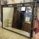 Large Art Deco mirror in hammered iron – Geometric decoration with rosettes
