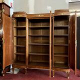 Louis XVI Style bookcase curved in precious wood marquetry circa 1900