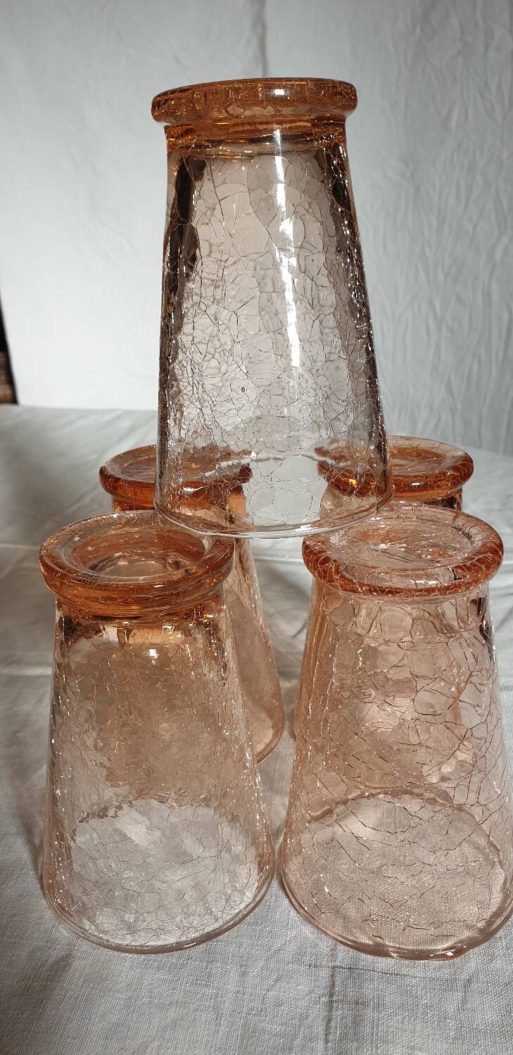 5 pink cracked glasses